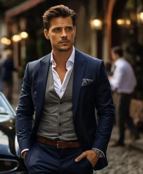 Man in a suit standing outdoors